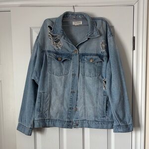 Light Blue Distressed Jean Jacket